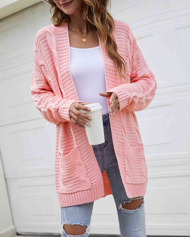 Open Front Dropped Shoulder Longline Cardigan