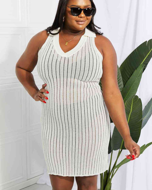 Openwork Johnny Collar Cover Up Dress