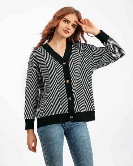 Button Down V-Neck Cardigan