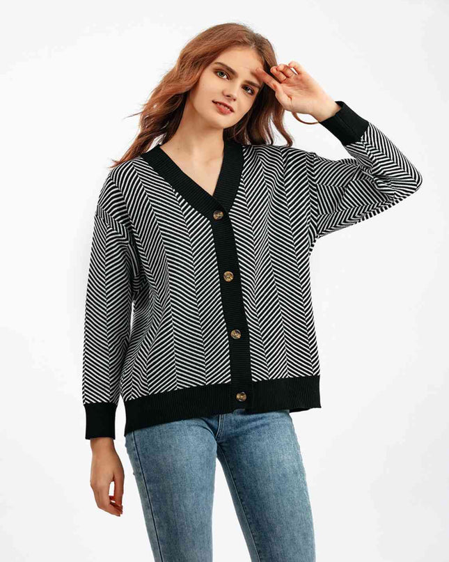 Button Down V-Neck Cardigan