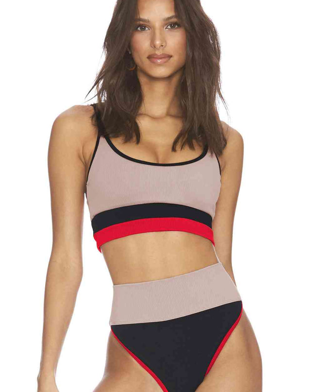 Color Block Spaghetti Strap Two-Piece Swim Set