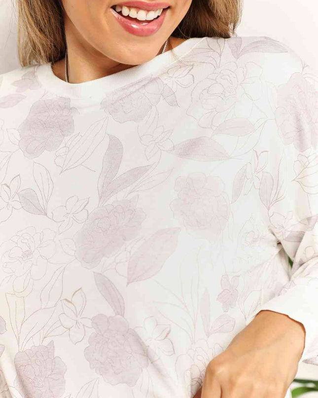 Double Take Floral Long Sleeve Top and Shorts Loungewear Set