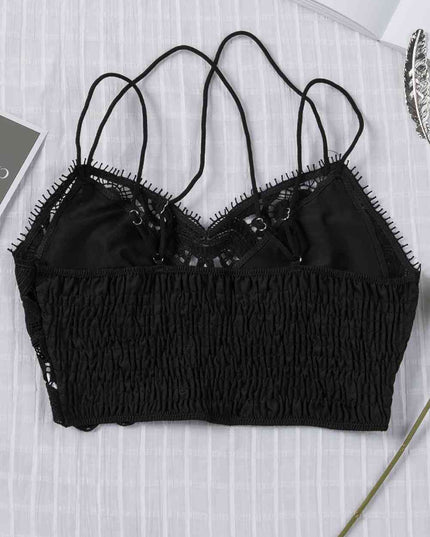 Smocked Eyelash Trim Lace Bralette