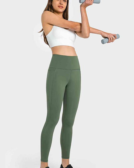 High Waist Ankle-Length Yoga Leggings with Pockets