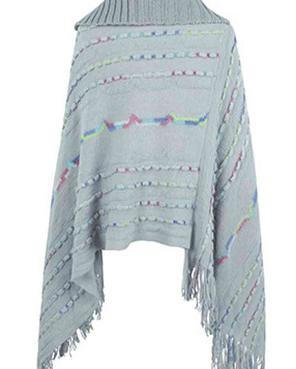Cloak Sleeve Fringe Detail Poncho
