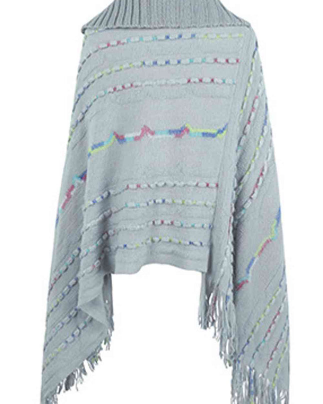 Cloak Sleeve Fringe Detail Poncho