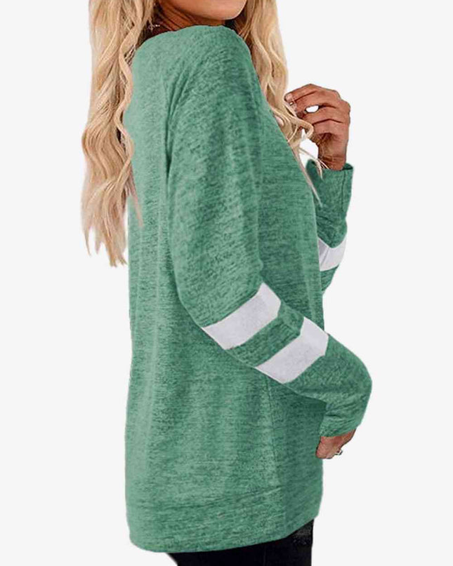 Striped Contrast Raglan Sleeve Top