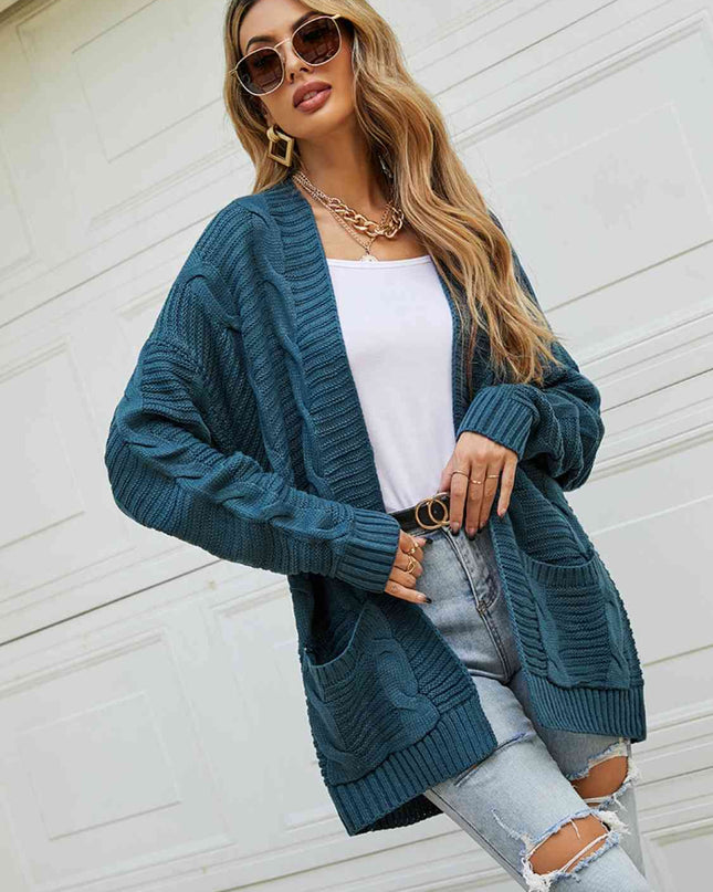 Open Front Dropped Shoulder Longline Cardigan