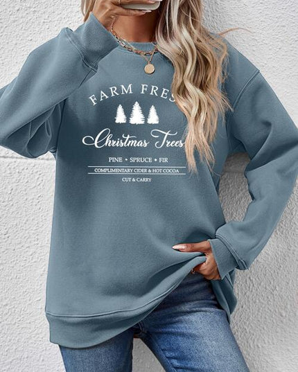Graphic Round Neck Dropped Shoulder Sweatshirt