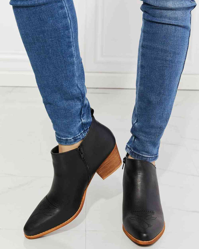MMShoes Trust Yourself Embroidered Crossover Cowboy Bootie in Black