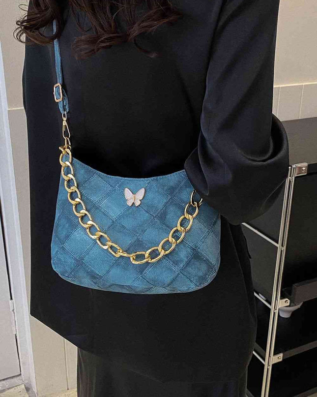 Butterfly Decor PU Leather Shoulder Bag