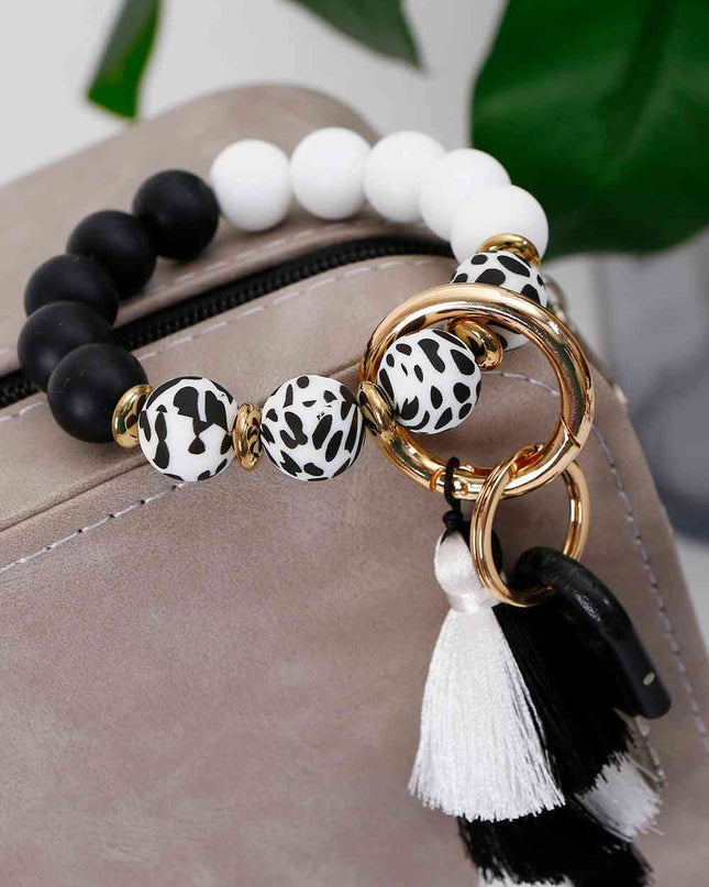 Beaded Keychain with Layered Tassel
