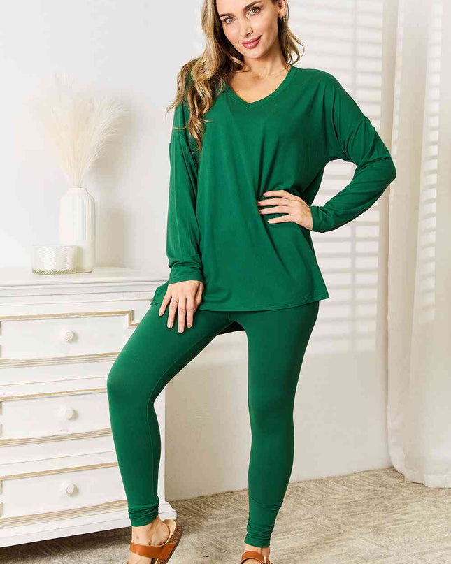 Zenana Lazy Days Full Size Long Sleeve Top and Leggings Set