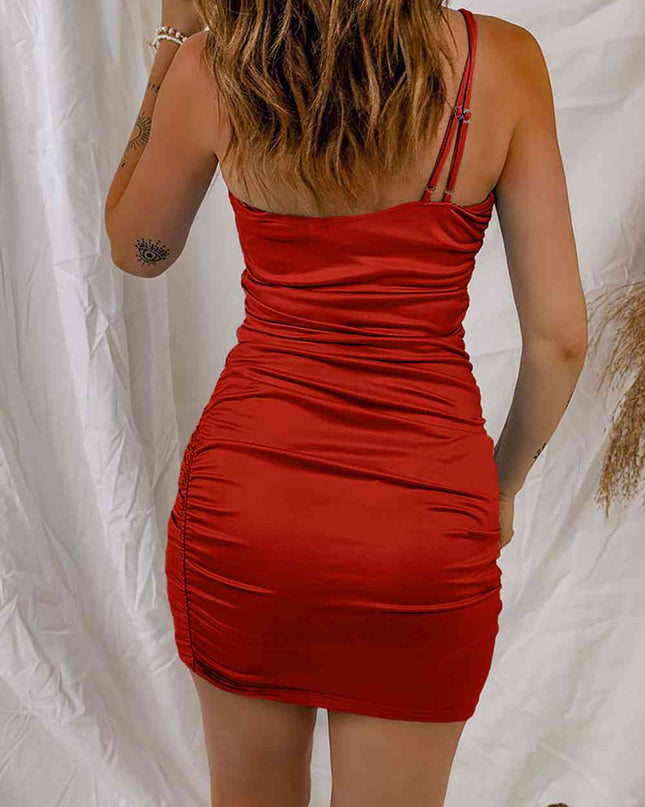 One-Shoulder Ruched Mini Dress