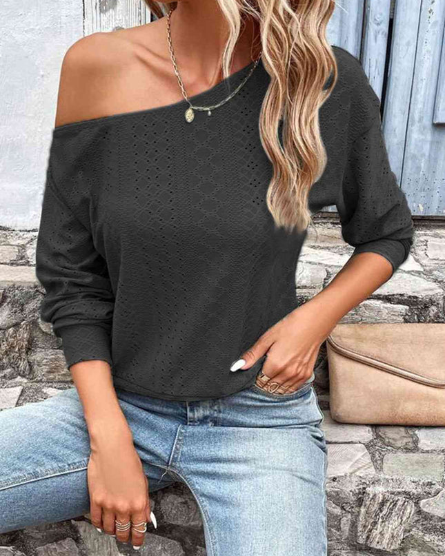 Eyelet Dropped Shoulder Blouse