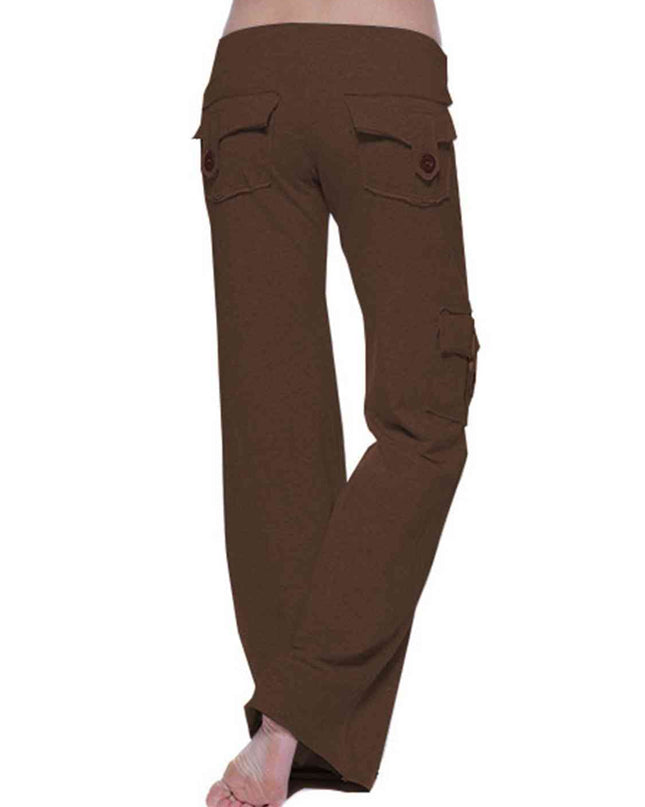 Mid Waist Pants with Pockets