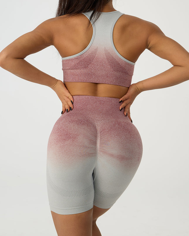 Gradient Scoop Neck Tank and High Waist Shorts Active Set