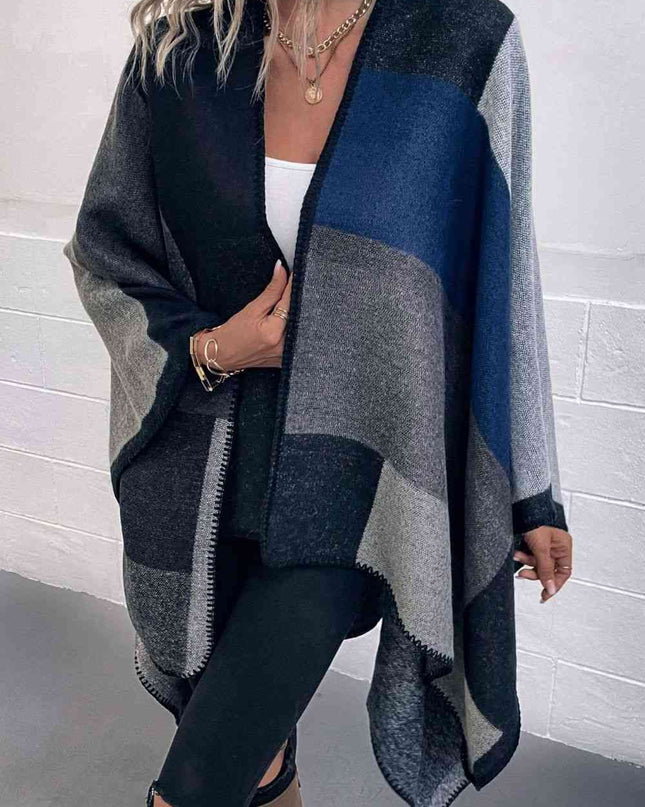 Color Block Open Front Poncho