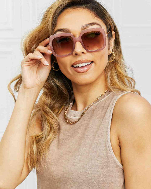 Square Metal-Plastic Hybrid Temple Sunglasses