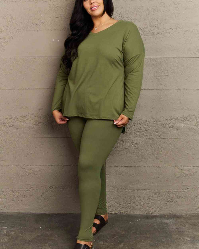 Zenana Lazy Days Full Size Long Sleeve and Leggings Set
