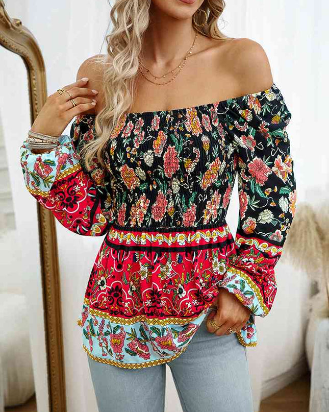 Square Neck Printed Blouse