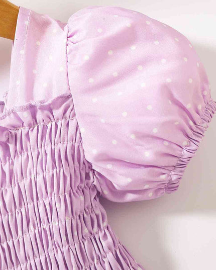 Printed Square Neck Smocked Dress