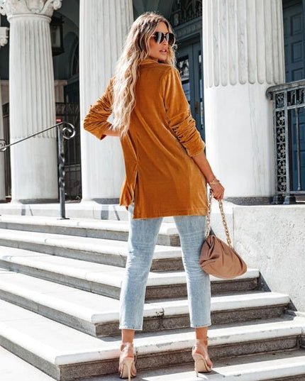 Button Up Long Sleeve Blazer with Pocket