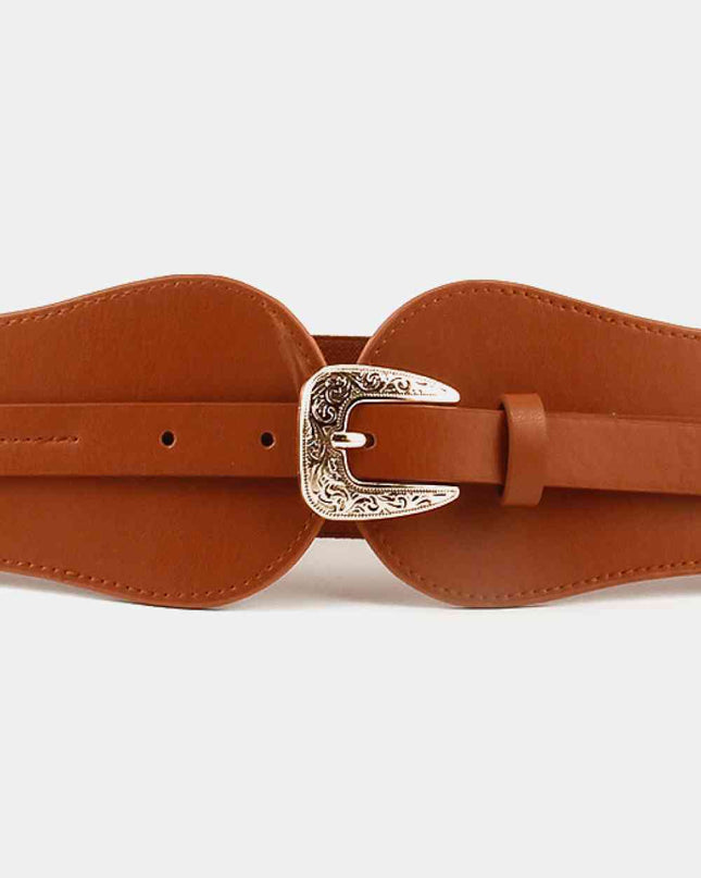 Wide Elastic Belt with Alloy Buckle
