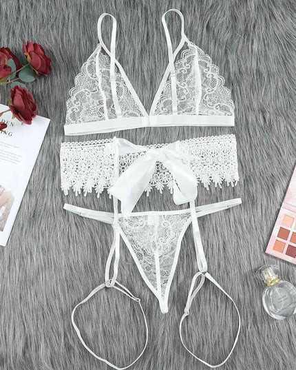 Lace Lingerie Three-Piece Set