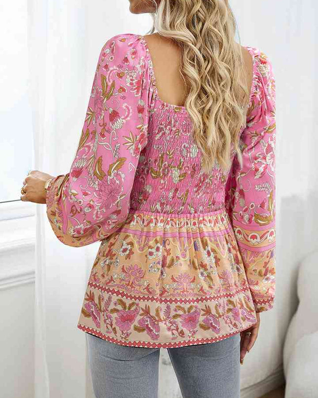Square Neck Printed Blouse