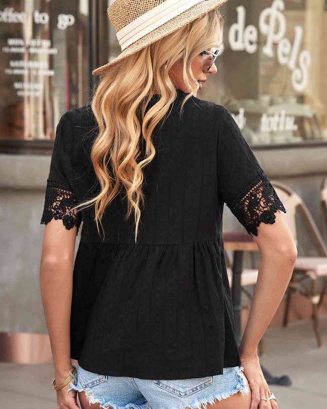 Spliced Lace Peplum Top