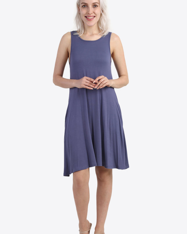 Cutout Scoop Neck Sleeveless Dress with Pockets