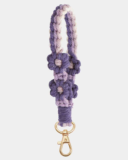 Flower Shape Wristlet Zinc Alloy Closure Macrame Key Chain