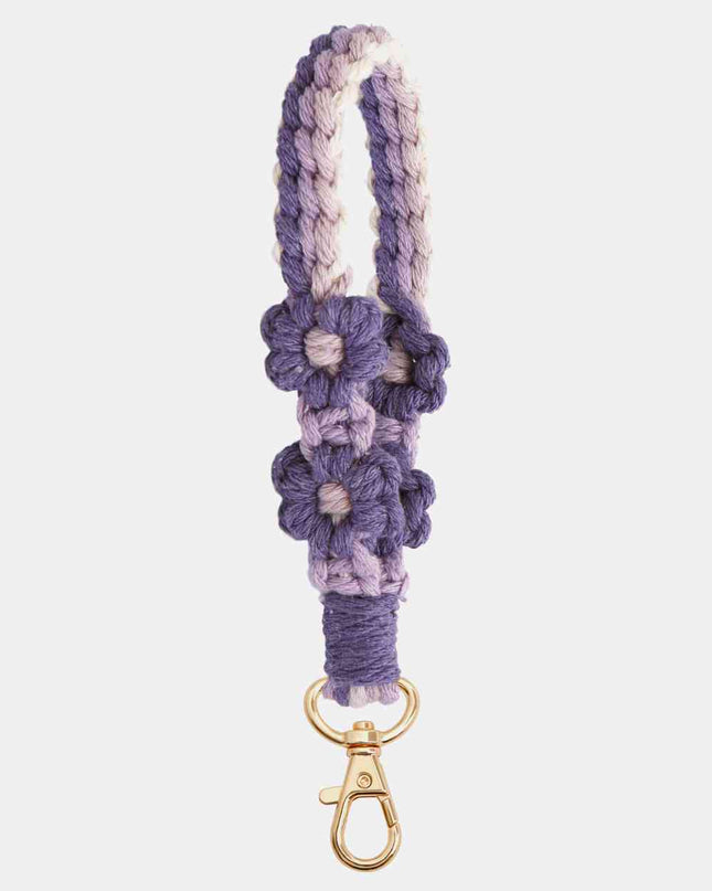 Flower Shape Wristlet Zinc Alloy Closure Macrame Key Chain