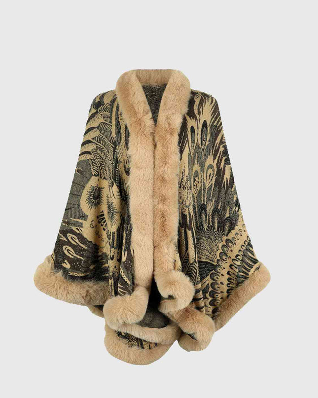 Printed Open Front Poncho