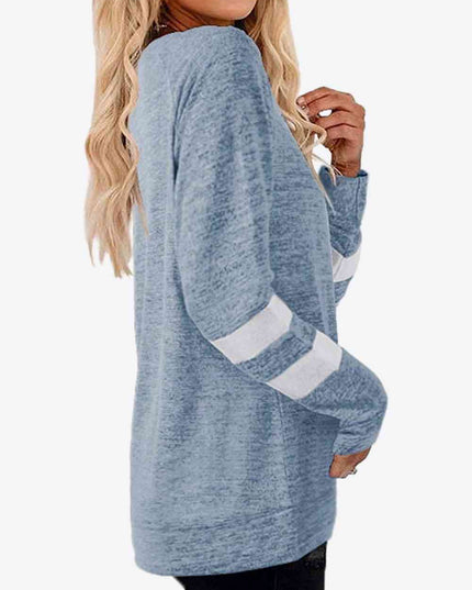 Striped Contrast Raglan Sleeve Top