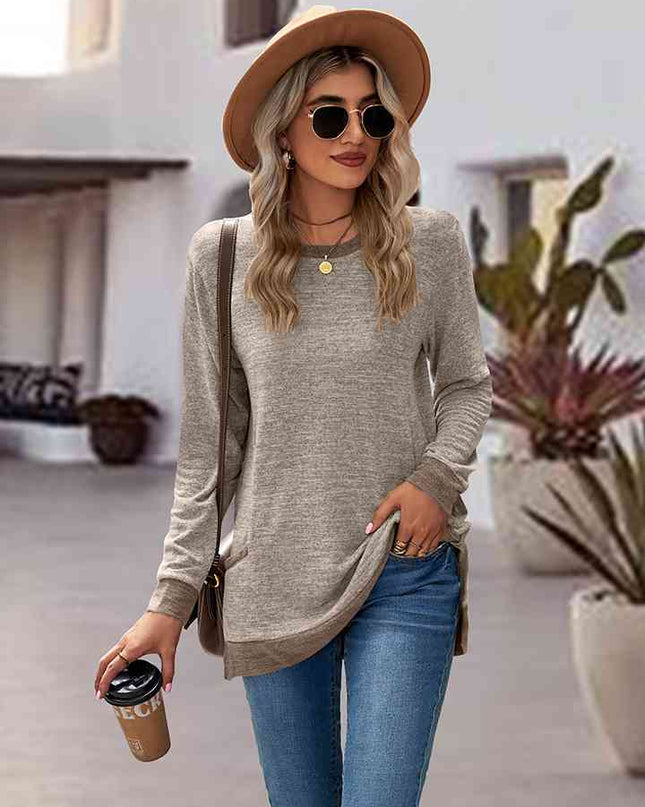 Round Neck Long Sleeve Blouse