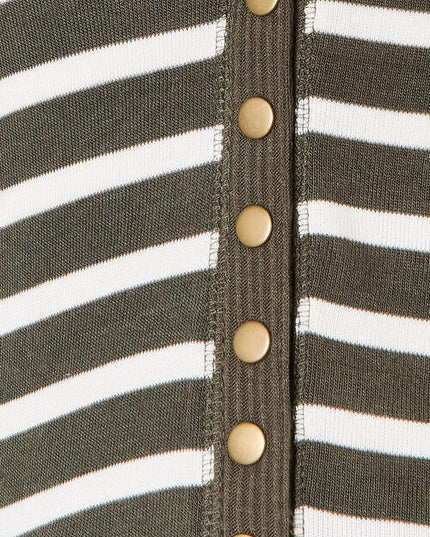 Zenana Full Size Striped Snap Down Cardigan