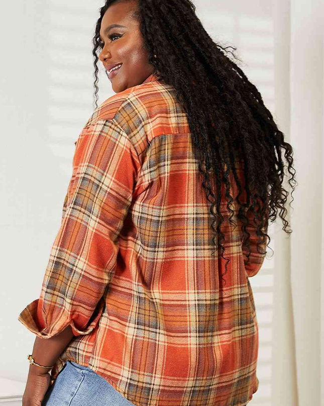 Double Take Plaid Dropped Shoulder Shirt