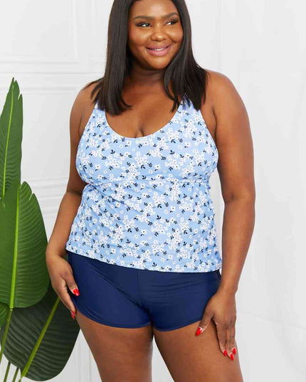 Marina West Swim By The Shore Full Size Two-Piece Swimsuit in Blossom Navy