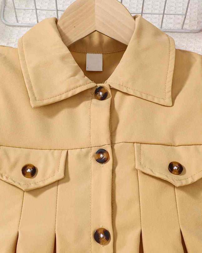 Short Sleeve Collared Neck A-Line Dress