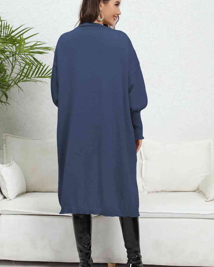 Open Front Dropped Shoulder Cardigan