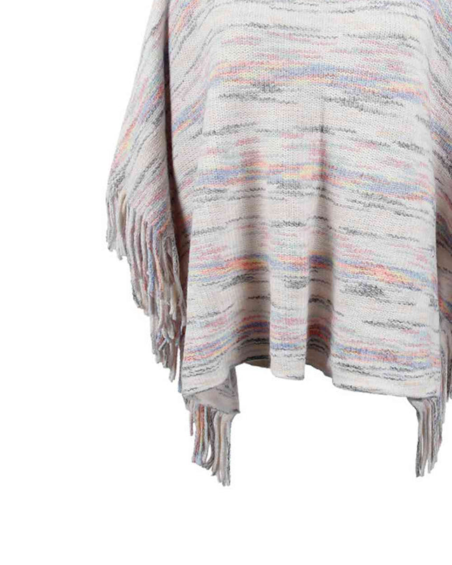 Round Neck Fringe Detail Sleeve Poncho