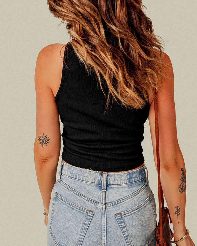 Ribbed Sleeveless Cropped Tank