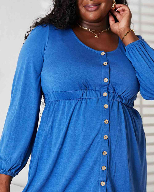 Double Take Scoop Neck Empire Waist Long Sleeve Magic Dress