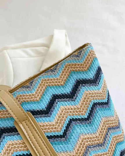Chevron Straw Tote Bag