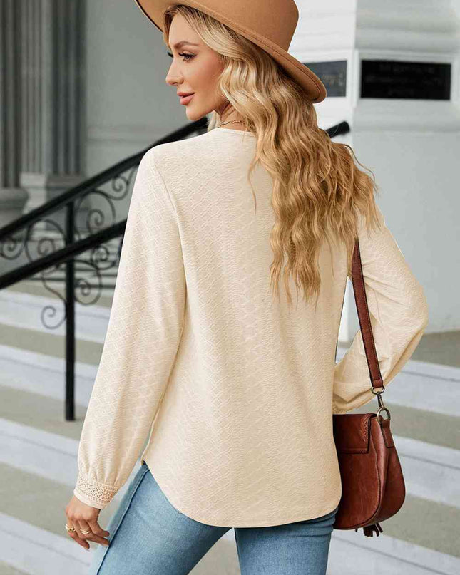 V-Neck Long Sleeve Blouse