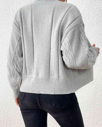 Cable-Knit Open Front Cardigan