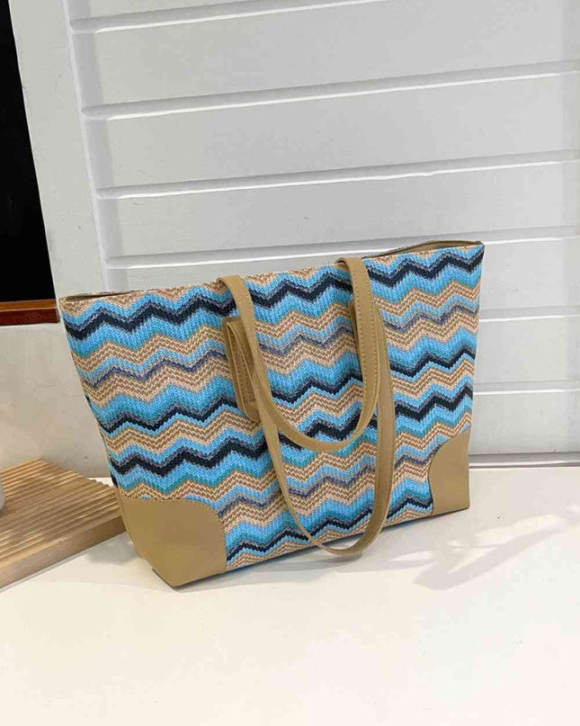 Chevron Straw Tote Bag