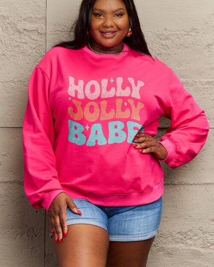 Simply Love Full Size HOLLY JOLLY BABE Long Sleeve Sweatshirt